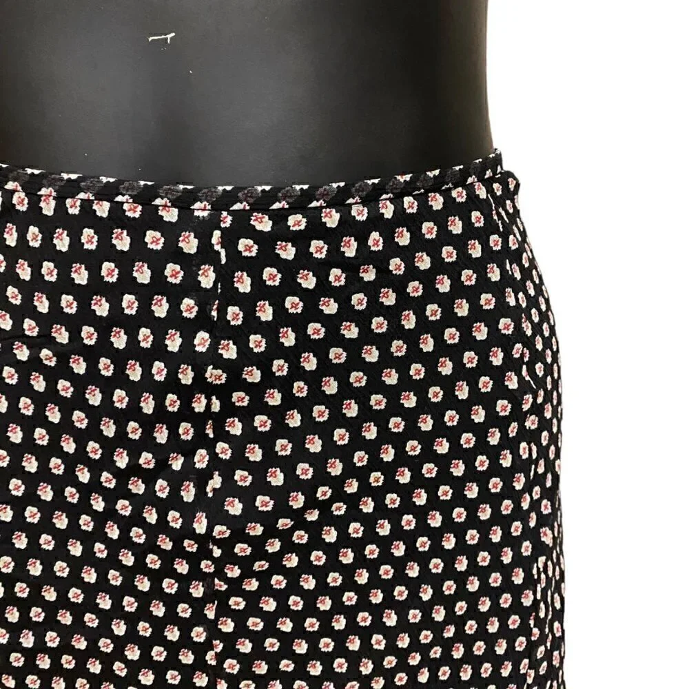 Anne Klein Silk Black and All-Over Print Midi Maxi Skirt Size 12 - Picture 3 of 6